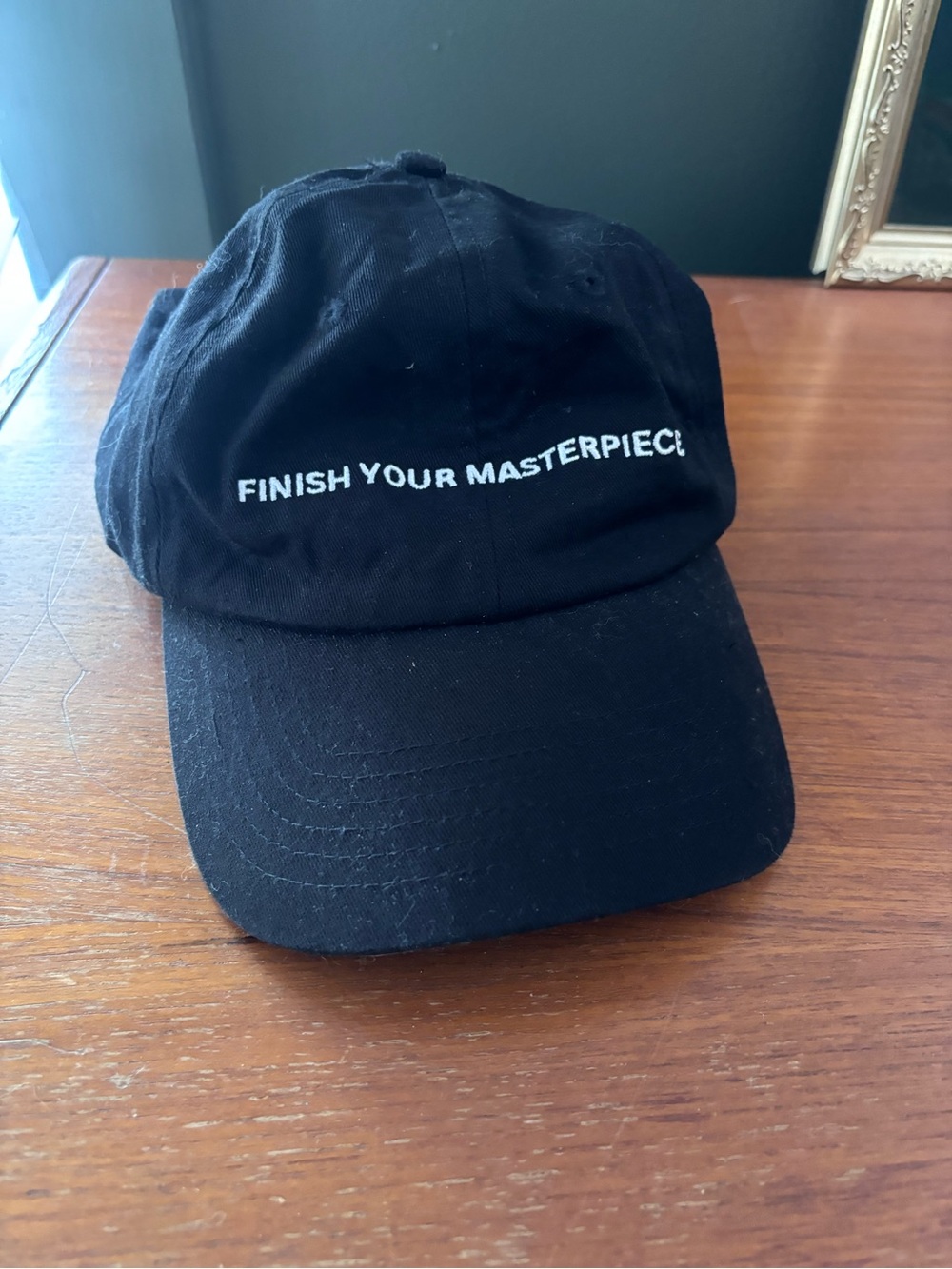 Black 'Finish Your Masterpiece' Embroidered Baseball Cap